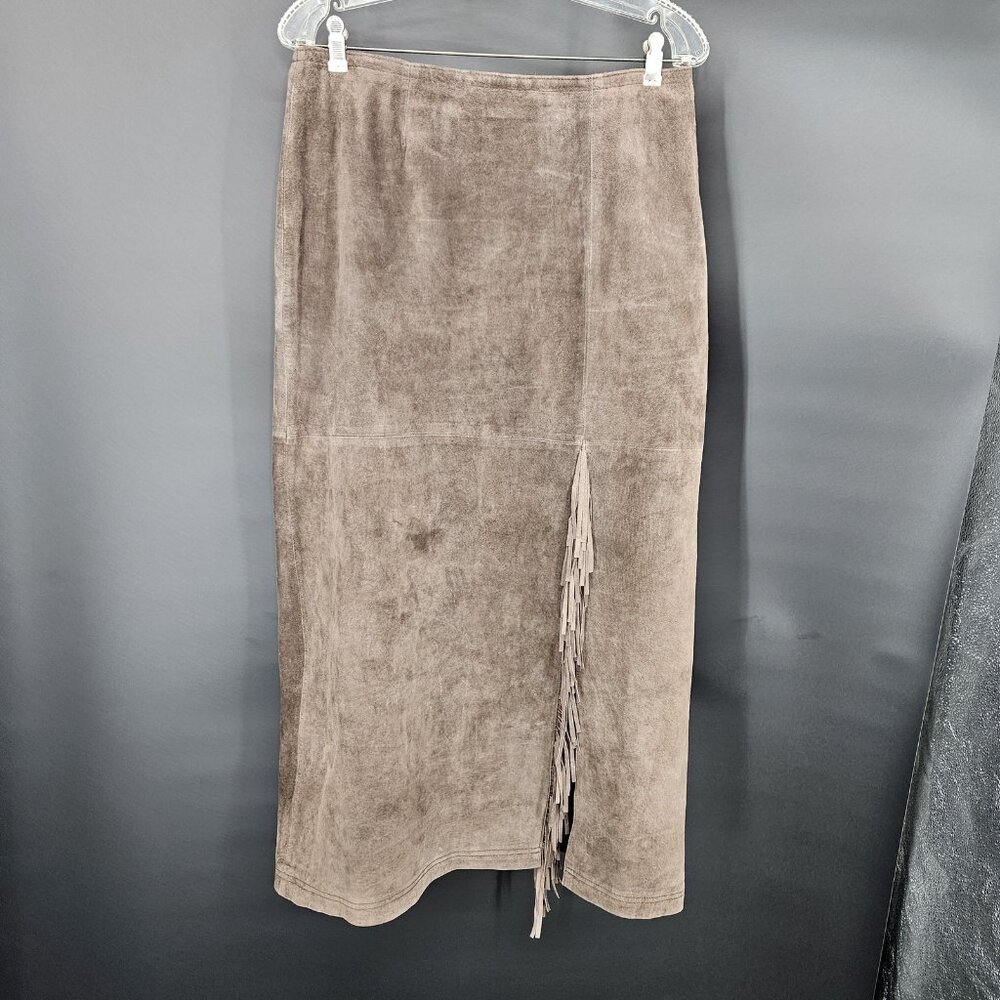 Saddle Ridge Skirt Juniors 9/10 Brown Suede Fringe Western Cowboy Long Boho